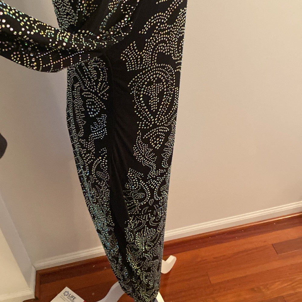 Fashion Nova 1XL black long dress with silver beads - Picture 5 of 13